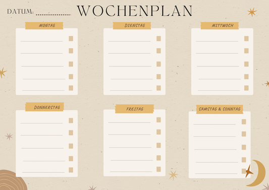 Wochenplan zum Ausfüllen